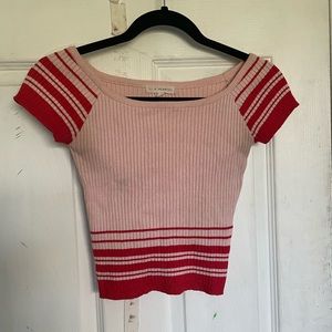 LA Hearts Off Shoulder Crop Top
